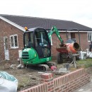 Bungalow complete - landscaping commencing including block paving to front