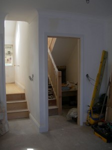 New staircase to attic in new extension area