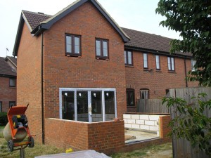 Rear of property with extension in progress to the left